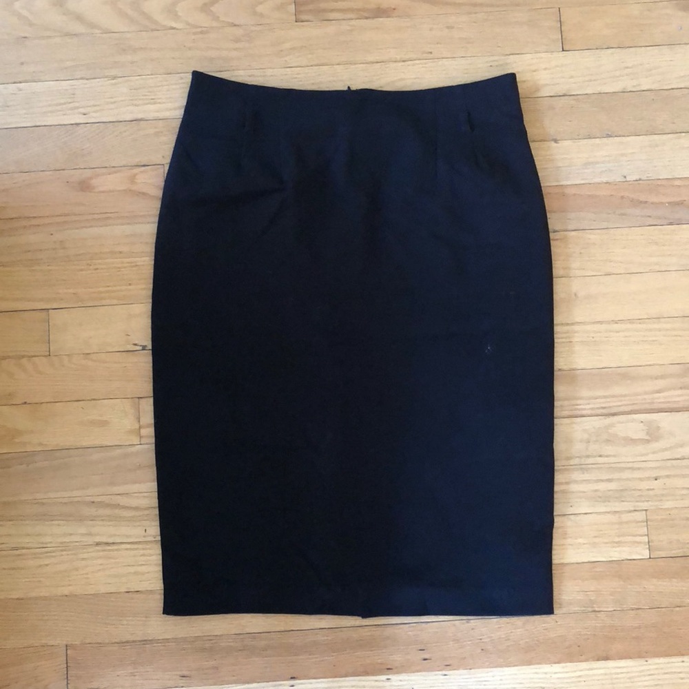 Calf-Length Black Pencil Skirt
